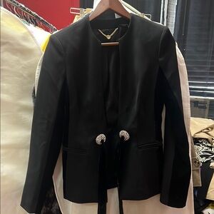 Black Textured Blazer with Tailored Fit